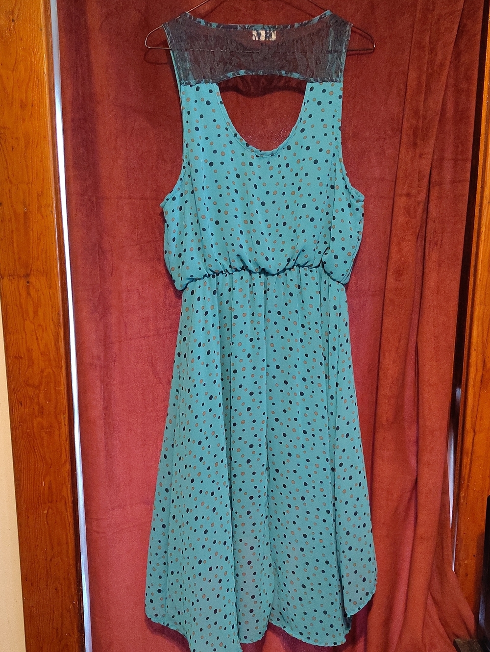 Mary Jane Teal Dress with Black Polka Dots - Picture 5 of 5